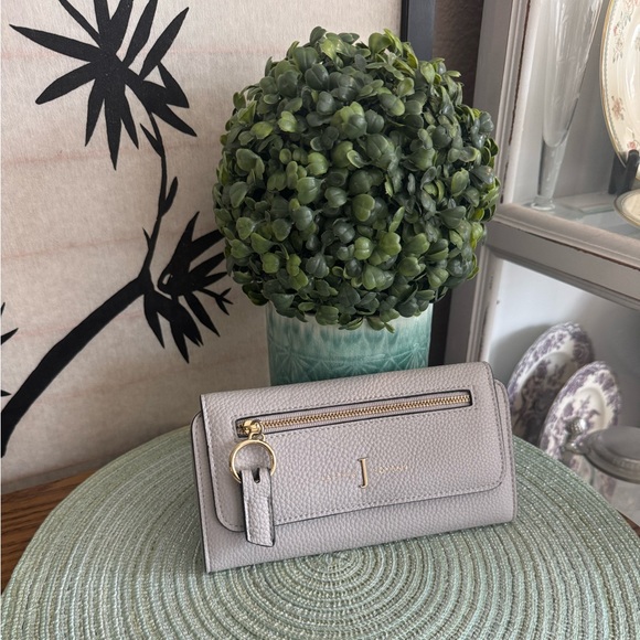 Jasper Conran Light Gray Pebble Leather Wallet euc - Picture 3 of 16